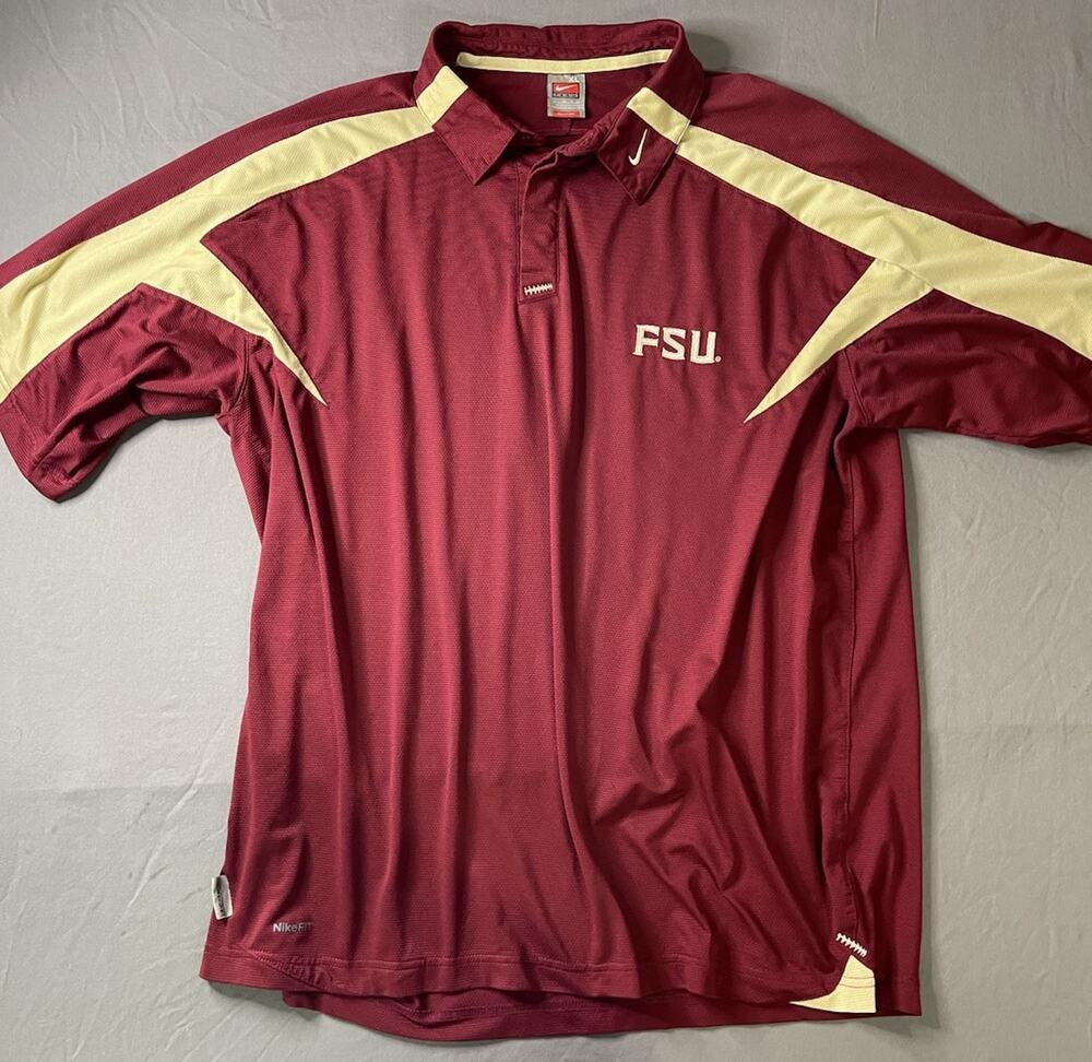 Vintage Y2K Nike Team Fit Dry FSU Seminoles Coaches Polo Garnet Gold Men’s XL